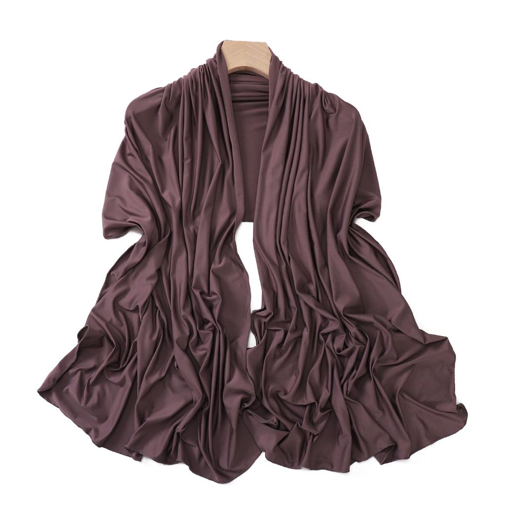 Luxury Wavy Edge Jersey Hijabs For Women Solid Color Modal Milk Silk Scarf Headscarf Autumn Shawl Stretchy Chiffon Scarf Ramadan