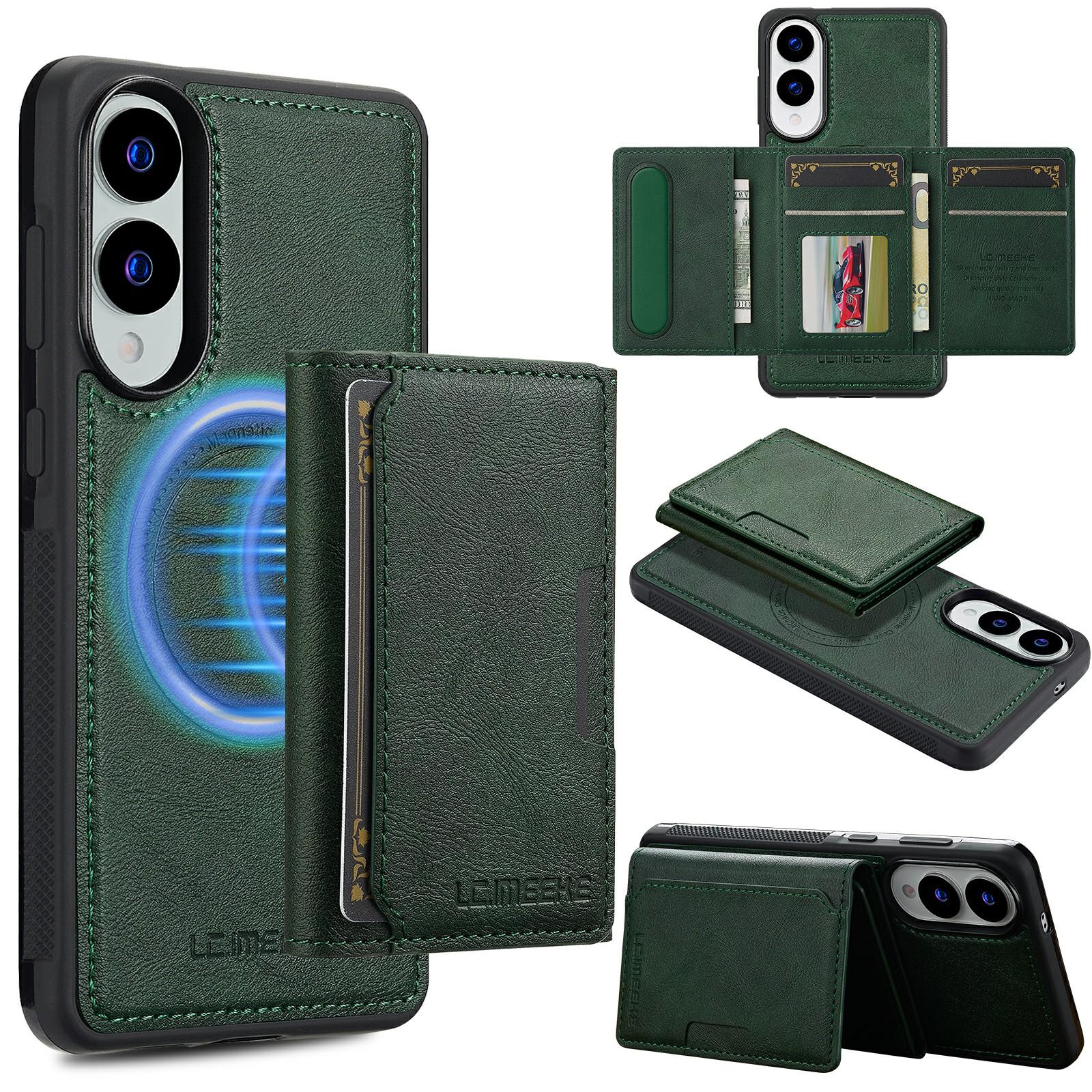 

LC.IMEEKE L5 For Samsung Galaxy S25 Edge Magnetic Phone Case Leather Back Cover with Detachable Card Holder Green
