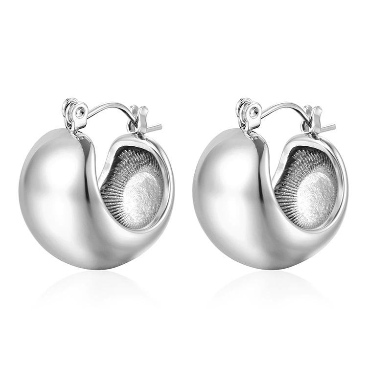 LT-MS-138 Ball Smooth Elegant Retro Geometric European American Simple Stainless Steel Stud Earrings Niche Ins Wholesale Women s