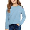 Girls' Long Sleeve Tee - Pleated Round Neck Casual Top