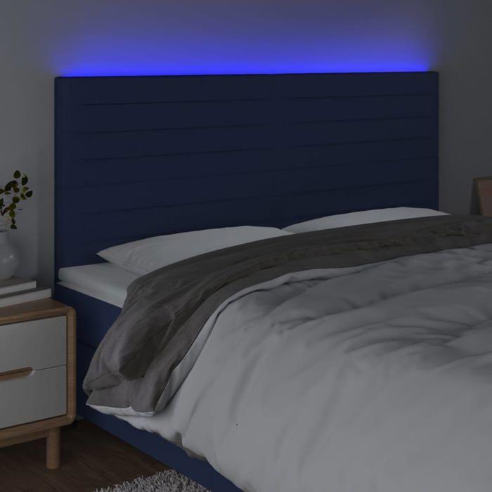 VidaXL Tête de Lit à LED Meuble de Chambre à Coucher Accessoire de Lit Double Tête de Cadre de Lit Intérieur Bleu 3122592