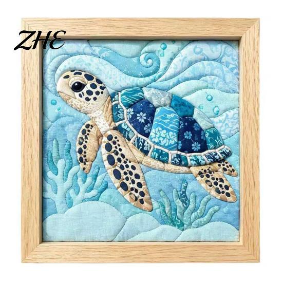 Relaxing Art Projects No-Sew Japanese Fabric Kit, DIY Mosaic Kits for Adults Beginners, Quilted Wall Collage Craft with Frame & Tools, Kits,