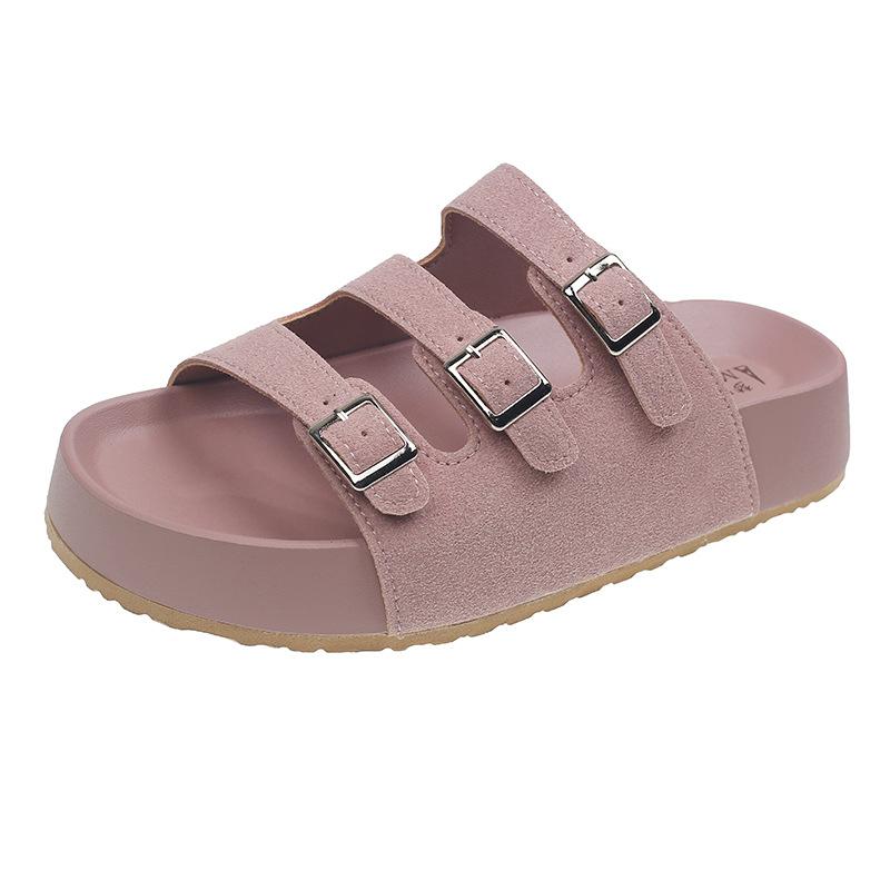 

Korean version of the new fashionable retro one-word drag women wear low-heeled flat-bottomed seaside beach Roman cool slippers in summer 40