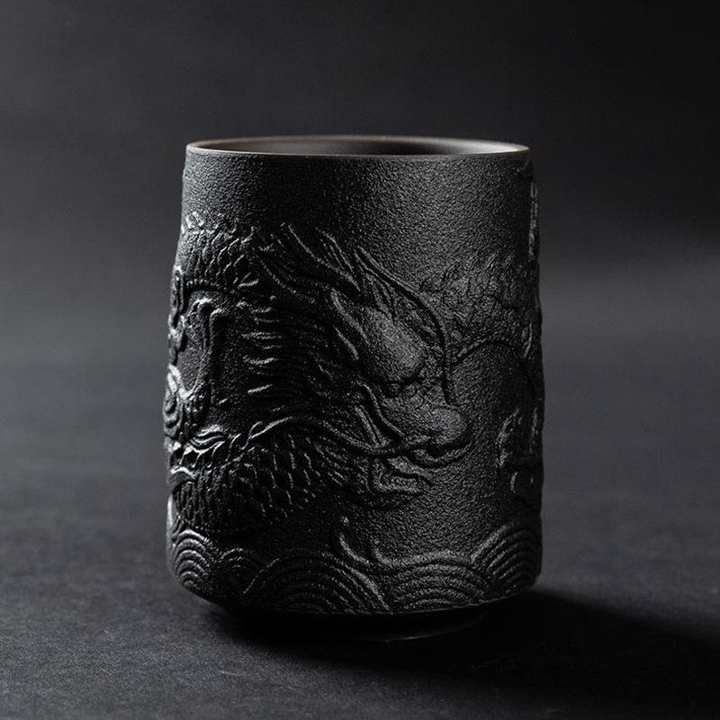 

Чашка ручной работы из пурпурной глины с рельефным изображением дракона паньлун, персональная чашка для дегустации чая, чашка для кунг-фу, керамическая мастер-чашка, высококлассная чайная чашка