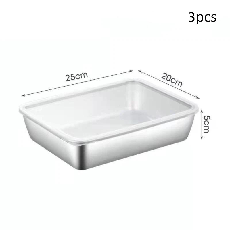 1/2/3/5 szt. Pojemnik na żywność ze stali nierdzewnej 304 z pokrywką Kuchenny pojemnik do przechowywania Świeże tacki do lodówki