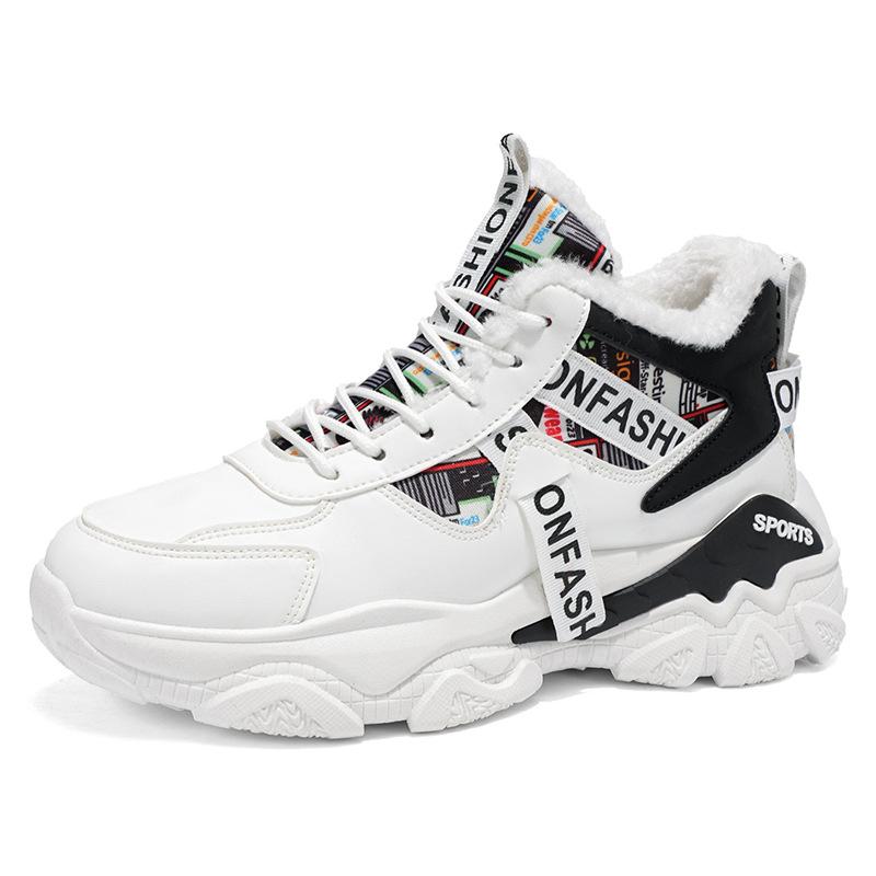 Men's Snow  Boots Winter Velvet High-top Sports Shoes Trendy Versatile Thick-soled Thickened Warm Dad Shoes