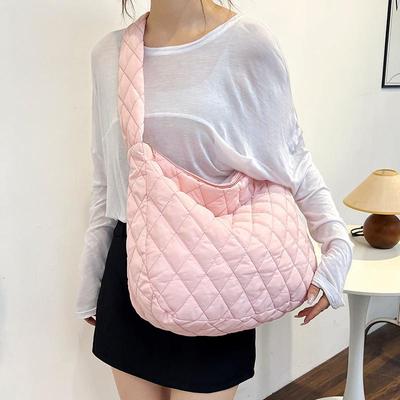 Dámské Velkokapacitní prošívaná kabelka Zimní zateplená Lehká péřová Bavlna Polstrovaná Kostkované Tašky přes rameno Tašky do podpaží Tašky nafouklá