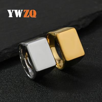 Rectangular Stainless Steel Ring with Laser Engravable Surface