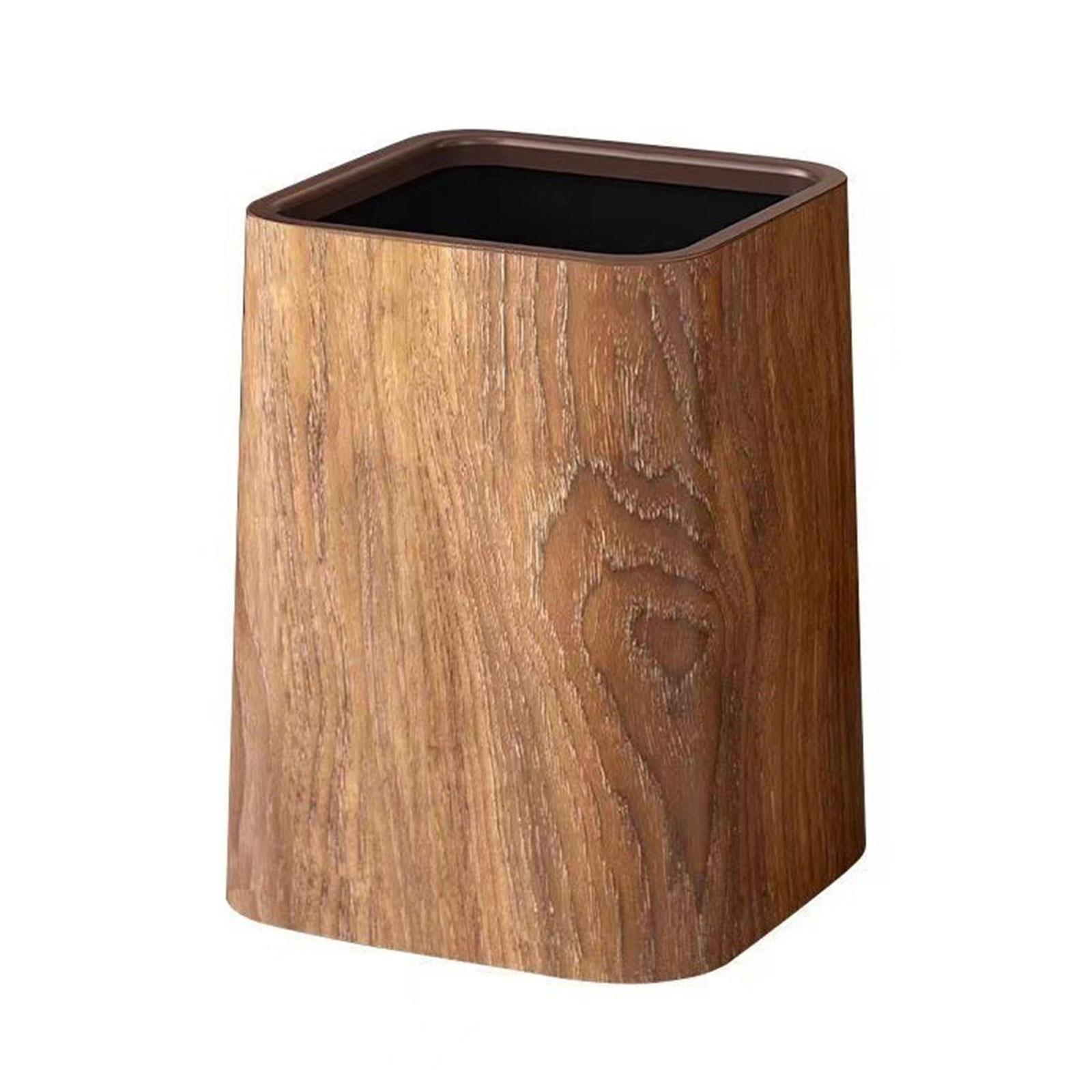 

Stylish Brown Desktop Waste Basket Rubbish Bin with Wood Grain Finish for Bedrooms and Offices Miniature Trash Can S