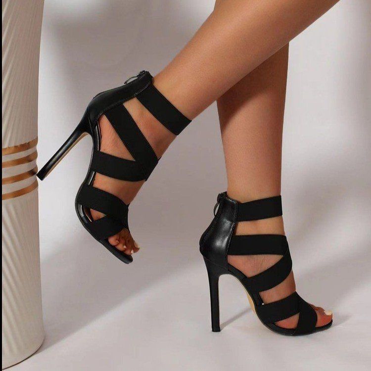 

Женские сандалии Сандалии с открытым носком и ремешками Сандалии на высоком каблуке с ремешком на щиколотке для женщин 35