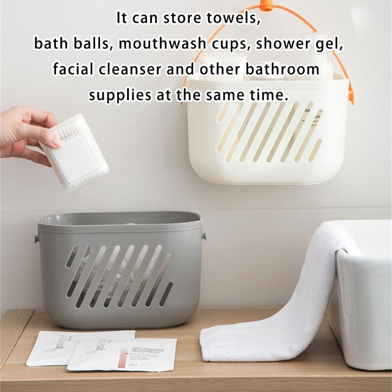 Hanging Shower Holders With Drainage Holes And Handle For Bathroom Organization Plastic Storage Basket Multi Purpose Bath Accessories