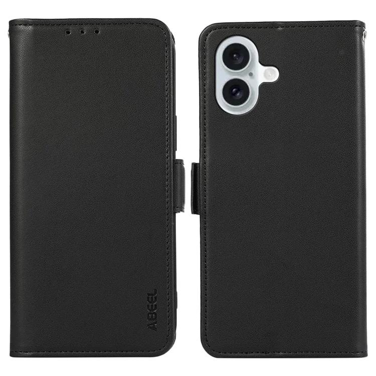 

For iPhone 16 Plus Case Leather Phone Cover with RFID Blocking Wallet - Black