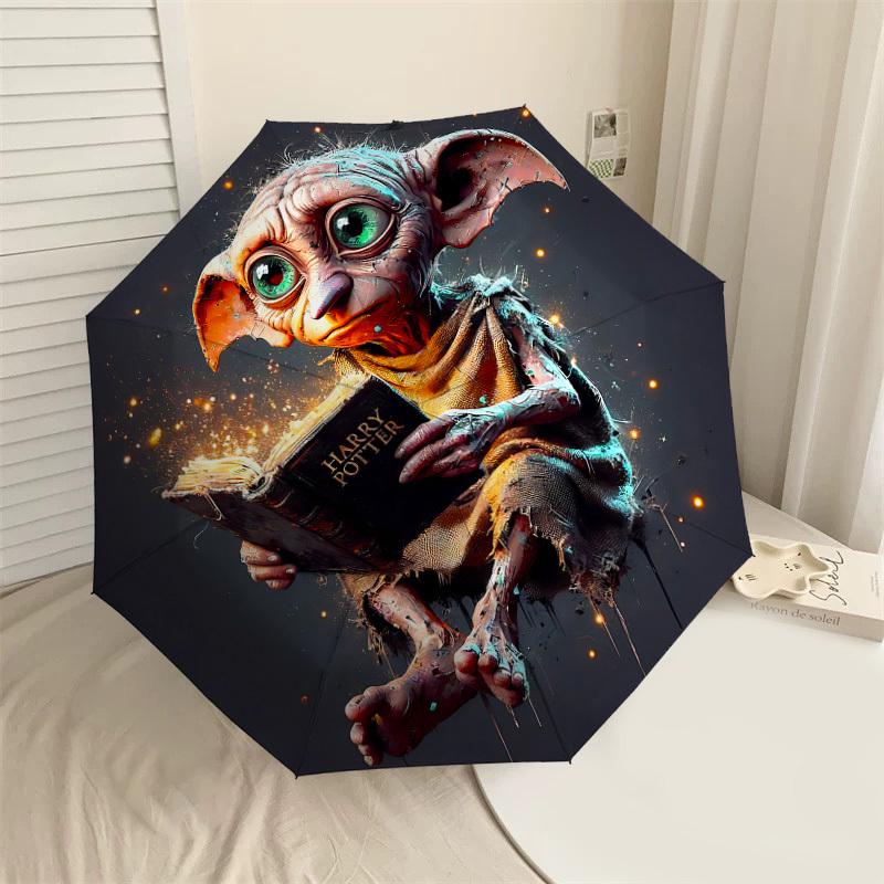 

1PC Warner Harry Potter Dobby Automatic Open/Close Umbrella with Windproof, 48-Rib Sturdy Canopy, Durable Ribs1265A