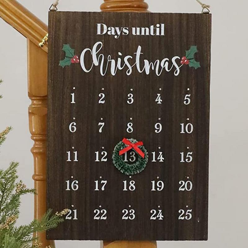 Christmas Countdown Wooden Sign Wall Count Down To Christmas Wooden Calendar Seasonal Vintage Elegance 25 Days Countdown Sign