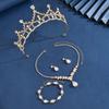 Ladies' Fashion Simple, Gorgeous and Elegant Crown Necklace Earrings Bracelet Zircon Set