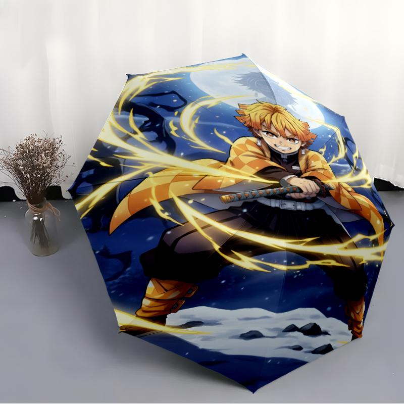 1pc Agatsuma Zenitsu Umbrella, Sun Protection, And UV Shielding. It Has Eight Sturdy Ribs for Outdoor Use And Perfect As a Holiday Gift