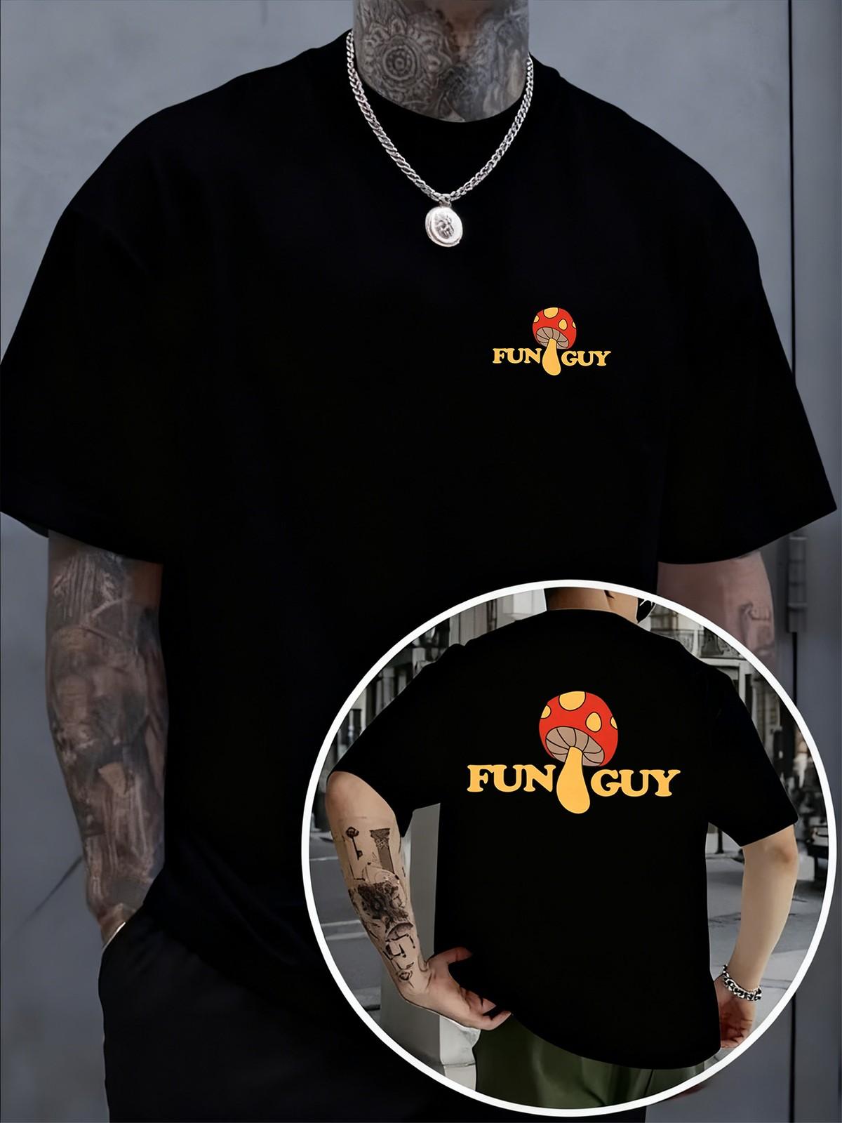Fun Mushroom Print Short-Sleeve TShirt Round Neck Casual Style Fashion TShirt S разноцветный