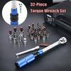 32 Pcs 1/4 Torque Wrench Set, 72-Tooth High Precision Torque Wrench,Precision Torque Toolbox, Durable Multifunctional Tool Kit