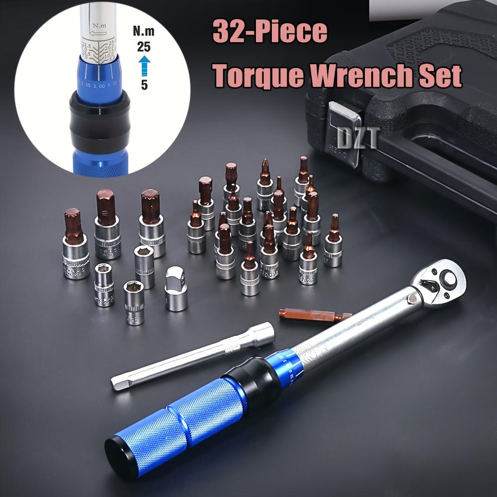 32 Pcs 1/4 Torque Wrench Set, 72-Tooth High Precision Torque Wrench,Precision Torque Toolbox, Durable Multifunctional Tool Kit