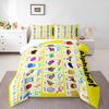Alphabet ABC Objects Educational Bedding Set (1 Duvet Cover, 2 Pillowcases, Duvet Not Included), Bright Yellow Letter Chart Art Print