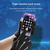Men's Winter Touchscreen Cycling Gloves - Non-Slip, Velvet-Lined, Two-Finger Design for Driving, Motorcycle Riding, and Fishing.