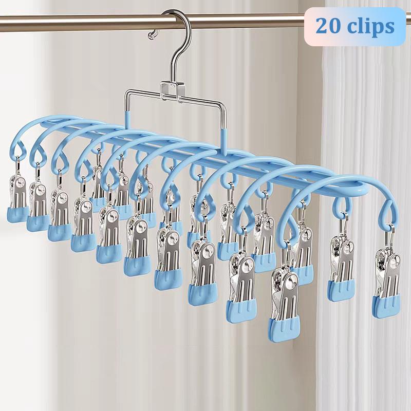 Design 20-Clip Stainless Steel Sock Drying Rack – A Multi-Functional Household Tool For Drying Socks, Underwear