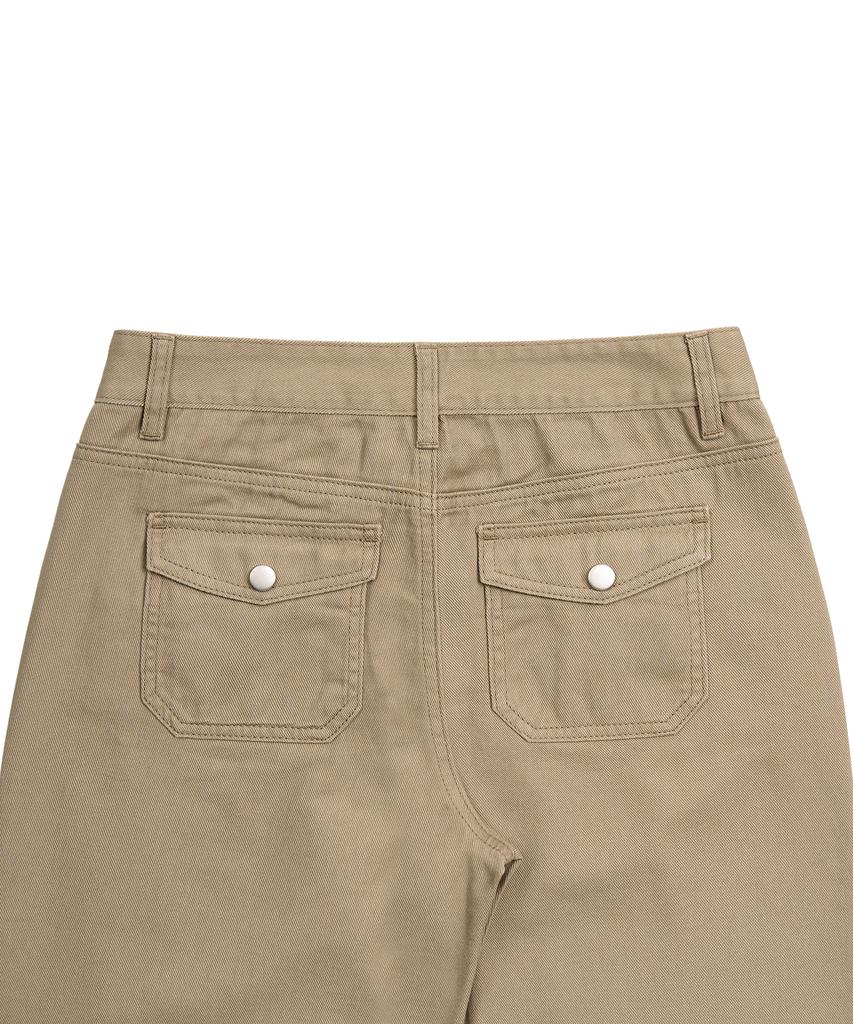Pepeulli Mini Pocket Boots Cut Cotton Pants (Beige)