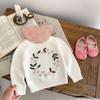 2025 Autumn Baby Girl Knitted Floral Embroidery Sweater Pullover