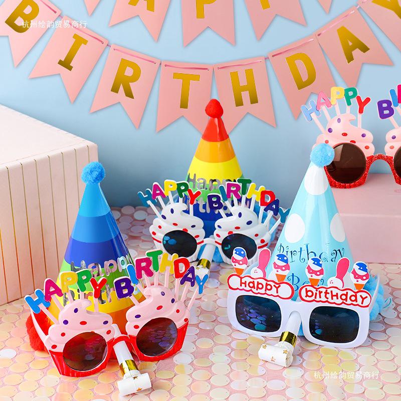 Funny Birthday Party Glasses & Baby Hats - Perfect Photo Props & Cake Decoration