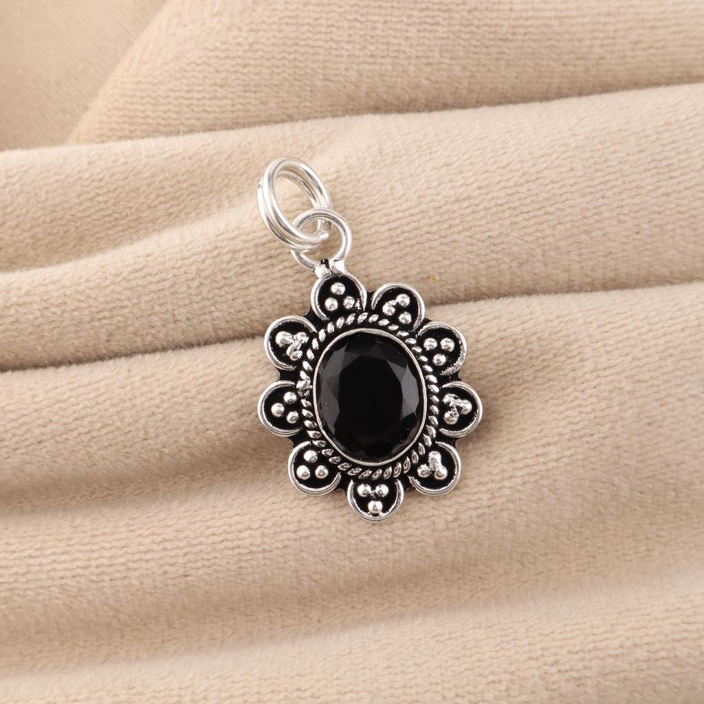 Pietra Preziosa Onice Nera Gioielli in Argento Sterling 925 Ciondolo di Design 1,37" Regalo Per la Madre CP-40-16