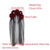 Long Ribbon Veil Halloween Hair Band Skull Design Black Veil Flowers Headdress Girls Day of The Dead Red Rose Gothic Head Hoop