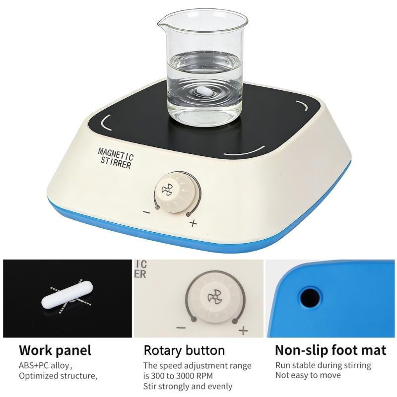 Laboratory Grade Portable Magnetic Stirrer With Stir Bar Adjustable Speed 300-3000RPM 3L Capacity EU Plug