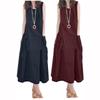 Sommer ärmelloses Maxikleid Damen Mode Arbeit Urlaub Sommerkleid Lässig Einfarbige O-Ausschnitt Vestidos Midi Robe Oversize