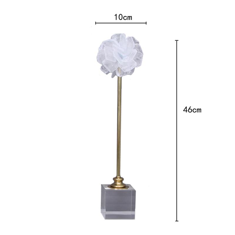 Natural Crystal Stone Crystal Flower Glass Craft Hyalinite Hand Sculpture Metal Decorative Figurines Home Decoration Accessories