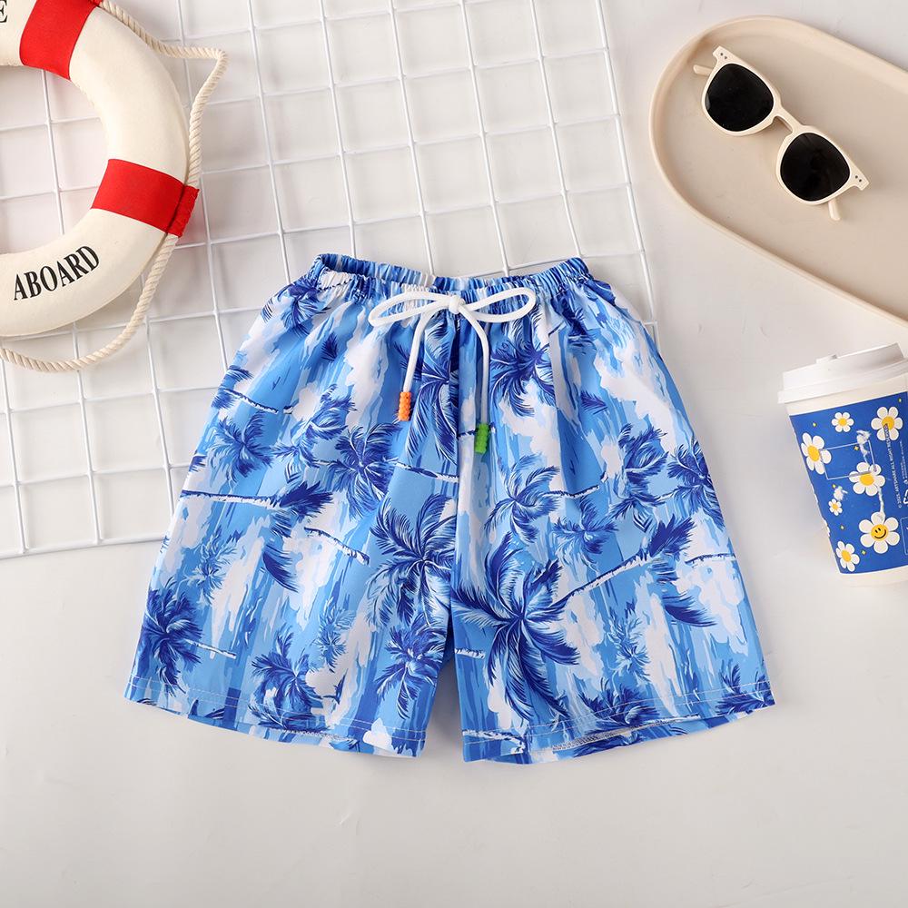 Kids' Quick-Dry Floral Beach Shorts - Lightweight Summer, Casual Ice Silk Bermuda