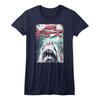Jaws Worn Japanese Poster Women's Fitted T Shirt Great Classic Movie