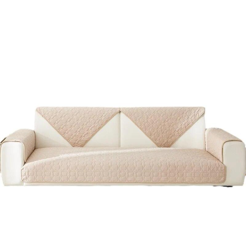 Winter Plush Sofa Cushion Solid Color Cream Style Cartoon Bear Sofa Cover Warm Non-Slip Cover Winter Cushion