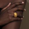 E.B.belle Minimalist Style Fat Bread Stripe Ring 18K Gold Plated Stainless Steel Party Women Fashion Jewelry