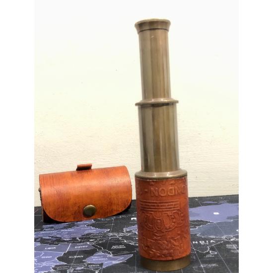 Antique Brass Leather Telescope 6" with Leather Case – Handmade Nautical Spyglass, Fully Functional – Perfect for Maritime and Pirate Collectors