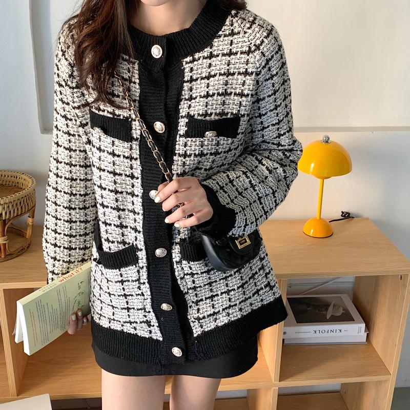 Korean Style CC Cream Sweater Coat for Women - 2021 Autumn/Winter, Loose Mid-Length Knit Cardigan