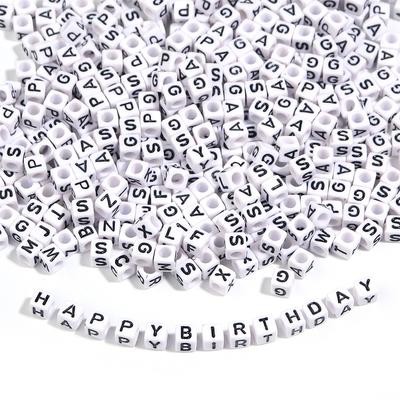 100pcs 6mm White Black Acrylic Square Letter Beads Alphabet Loose Spacer Bead For Jewelry Making DIY Bracelets Necklace Supplies