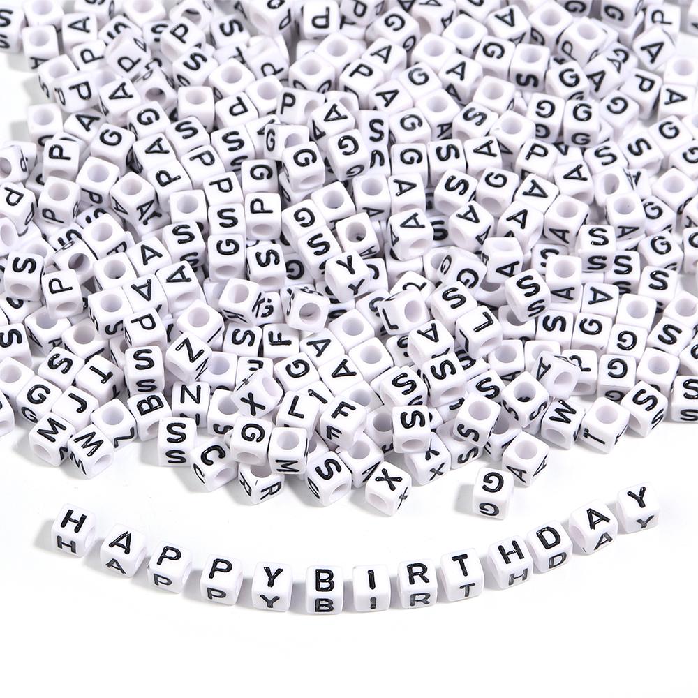 50-100pcs/lot Acrylic Letter Beads Square Alphabet Beads Loose Spacer Beads For Jewelry Making DIY Bracelet Necklace Accessories
