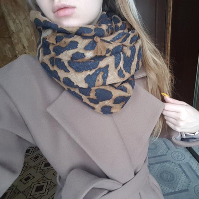 2021 New Women Autumn Cotton Linen Tassel Scarf Brown Leopard Dot Spain Style Wrap Pashminas Stole Muslim Hijab Sjaal 180*90cm
