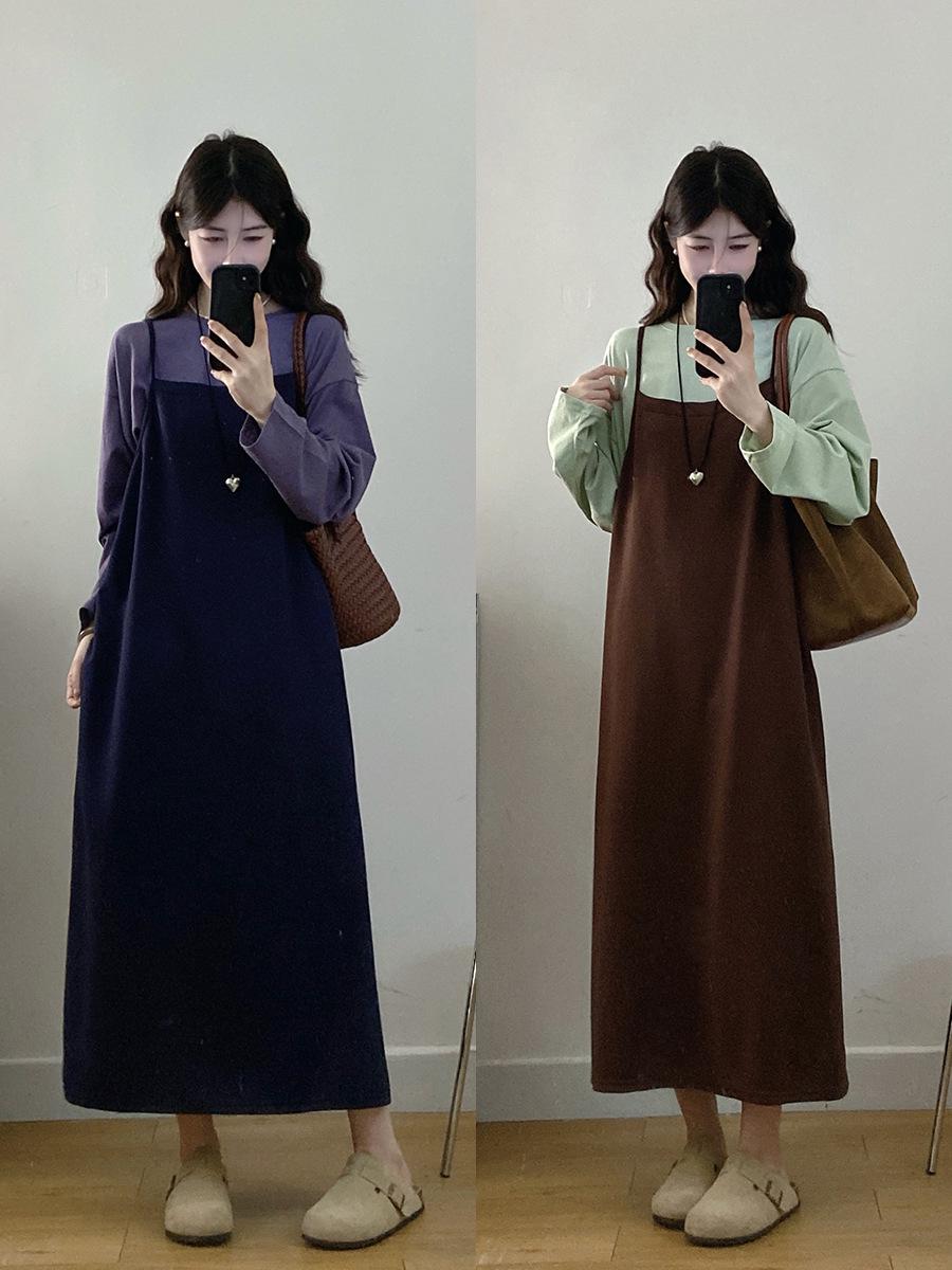 

Women s Plus Size Adjustable Strap Camisole Dress & Long Sleeve T-Shirt Set L