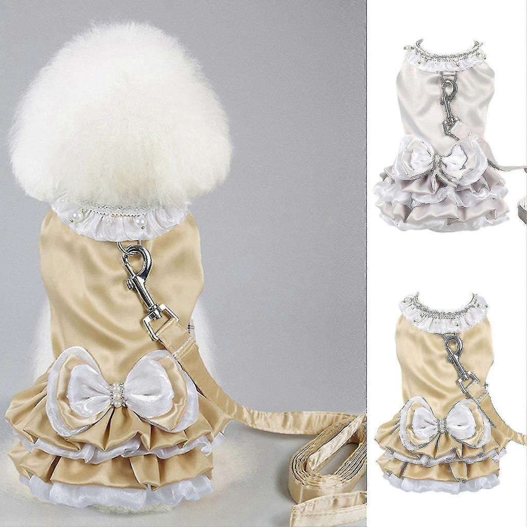 Dog Harness Combo Escape Proof Easy Control Accessory Princess Style Dog Harness Leash With Dress For Outdoor