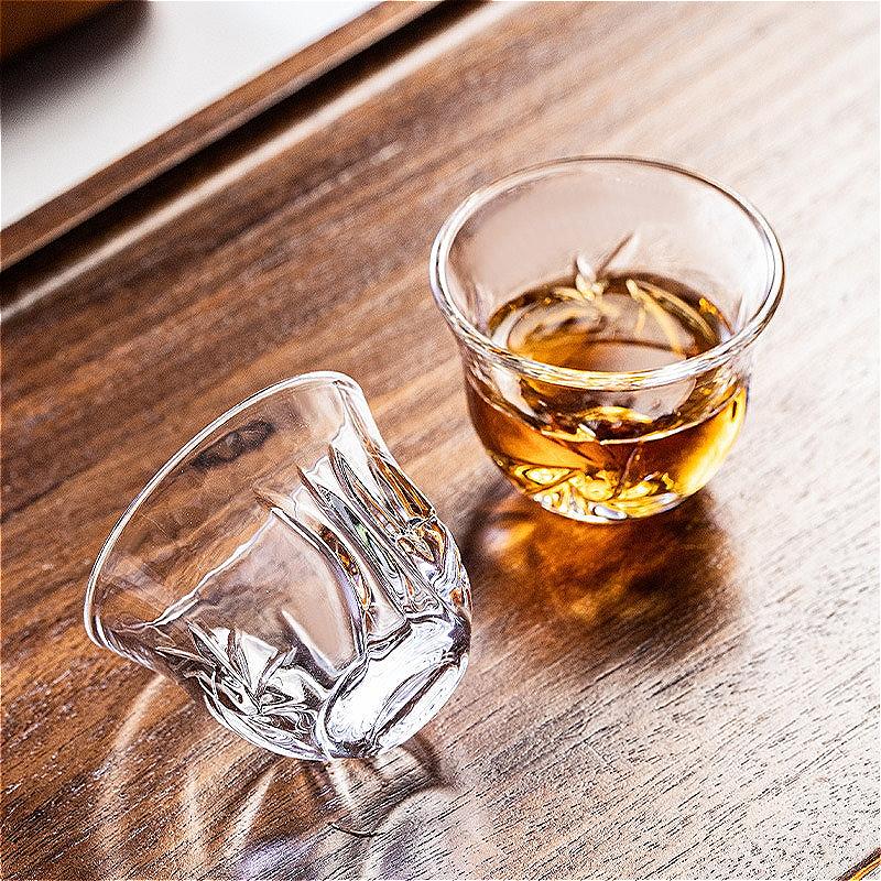 2pcs Sets Creative Kung Fu Tea Cup Transparent Water Cup Personalized Drinkware Small Tea Cup Household Drinking Glasses Gifts