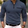 New Light Luxury Light Mature Casual Men Sports Retro  Style Striped Zipper  Arm  Fashion Men  Outdoor  Long  Sleeve POLO Shirt
