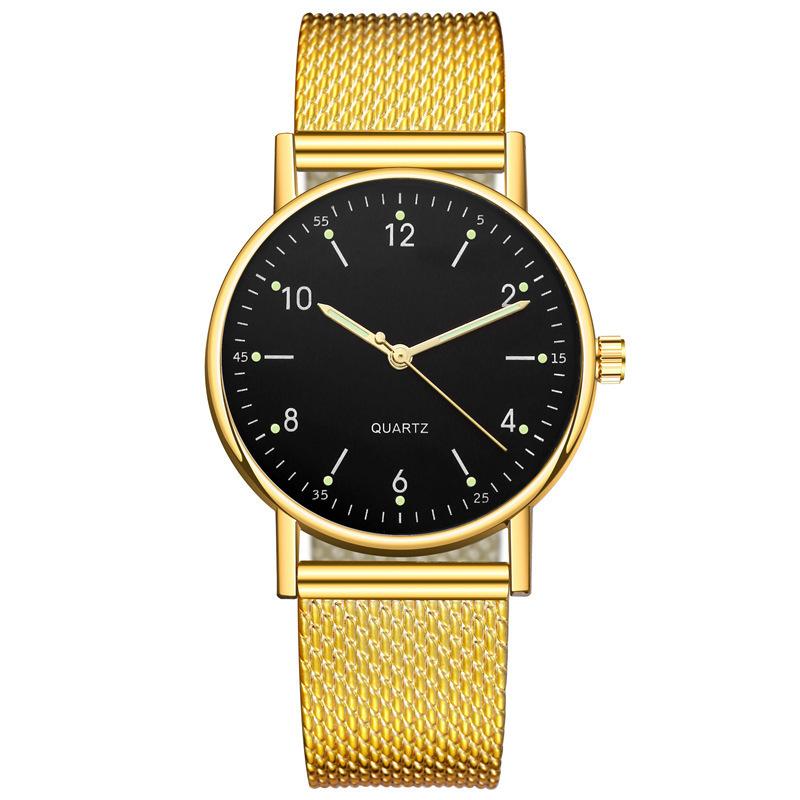 Modische leuchtende Uhr Damen-Kleber-Netzarmband Quarz-Uhr Damen-Uhr Nischen-Damen-Uhr