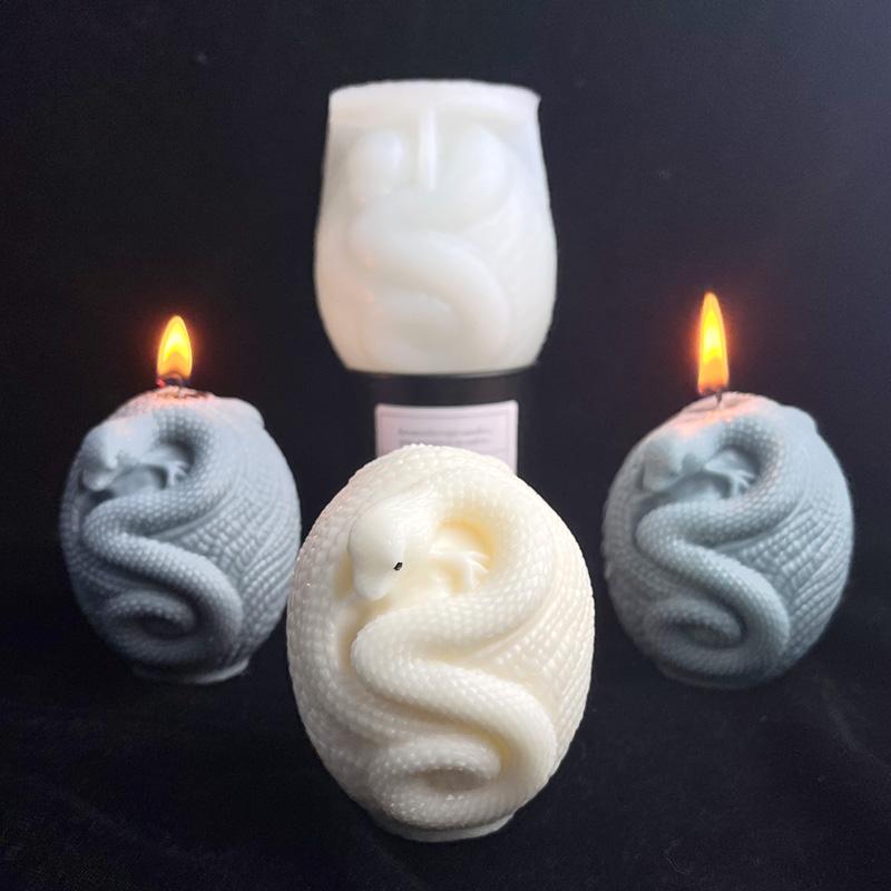 DIY Easter Egg Relief Snake Silicone Mold Creative Aroma Candle Plaster Resin Mould Handmade Soy Wax Candle Making Supplies