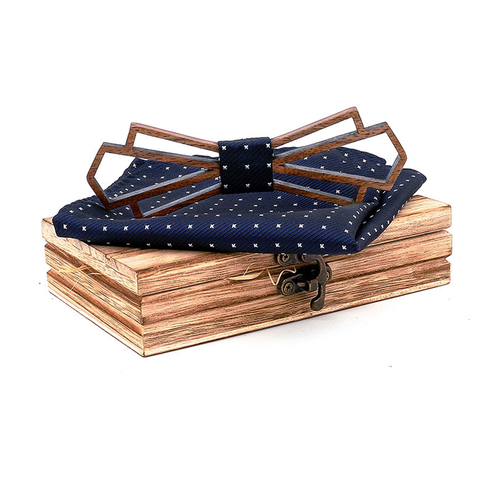 

Manual Wooden Bow Tie Handkerchief Set Men s Bowtie Wood Hollow Carved And Box